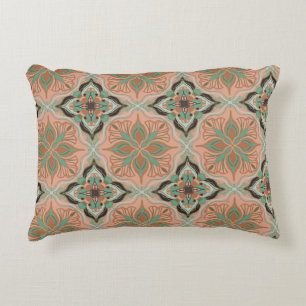 Waterverf Marokkaanse roze Floral Tegel Accent Kussen
