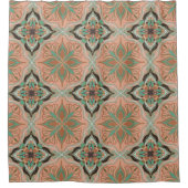 Waterverf Marokkaanse roze Floral Tegel Douchegordijn (Voorkant)