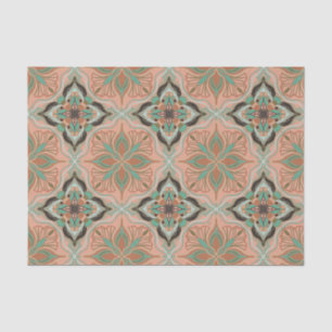 Waterverf Marokkaanse roze Floral Tegel Tissuepapier