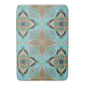 Waterverf Marokkaanse Tegel Blauwe Floral Badmat (Voorkant Verticaal)