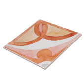 Waterverf Marokkaanse tegel in oranje en grijs Tegeltje (Zijkant)