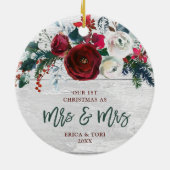 Waterverf Maroon Floral gepersonaliseerd mevrouw e Keramisch Ornament (Achterkant)