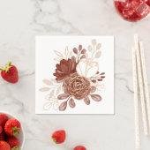 Waterverf Maroon Goud Bloemen Papier Servetten (Insitu)