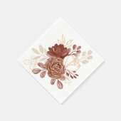 Waterverf Maroon Goud Bloemen Papier Servetten (Hoek)