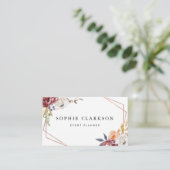 Waterverf Marsala Autumn Flowers Geometric I Visitekaartje (Staand voorkant)