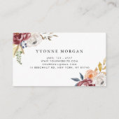 Waterverf Marsala Autumn Flowers Geometric I Visitekaartje (Achterkant)