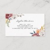 Waterverf Marsala Autumn Flowers Geometric II Visitekaartje (Achterkant)