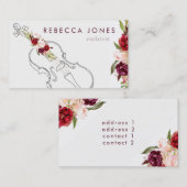 waterverf Marsala bloeit violiste Visitekaartje (Voorkant / Achterkant)