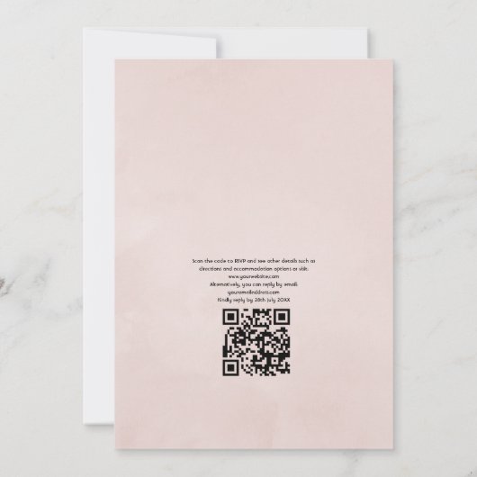 Waterverf Marsala & Blush Floral QR Code Weddensch Kaart (Achterkant)