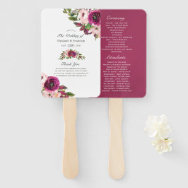 Waterverf Marsala & Blush Floral Wedding Programme Handwaaier