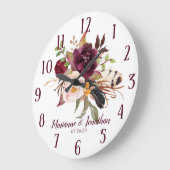 Waterverf Marsala Boho Waterverf Floral Wedding Grote Klok (Hoek)