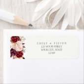 waterverf marsala burgundy floral fall bruiloft etiket (Insitu)