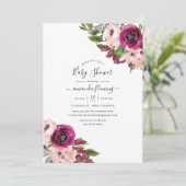 Waterverf Marsala en Blush Bloemen Baby shower Kaart (Staand voorkant)