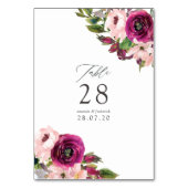 Waterverf Marsala en Blush Bloemen Bruiloft Kaart (Achterkant)