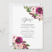 Waterverf Marsala en Blush Bloemen Bruiloft Update Kaart (Voorkant)