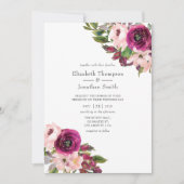 Waterverf Marsala en Blush Floral Wedding Kaart (Voorkant)