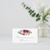 Waterverf Marsala en Blush Floral Wedding Plaatskaartje (Staand voorkant)