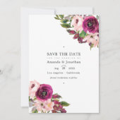 Waterverf Marsala en Blush Floral Wedding Save The Date (Voorkant)