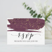 Waterverf Marsala en Gold Menu Keuze RSVP-kaart (Staand voorkant)