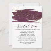 Waterverf Marsala en Gold Sparkle Bridal Tea Kaart (Voorkant)