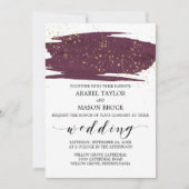 Waterverf Marsala en Gold Sparkle Wedding Kaart (Voorkant)