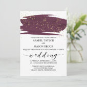 Waterverf Marsala en Gold Sparkle Wedding Kaart (Staand voorkant)