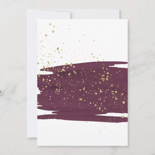 Waterverf Marsala en Gold Sparkle Wedding Kaart (Achterkant)