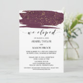 Waterverf Marsala en Gouden Elopement Ontvangst Kaart (Staand voorkant)