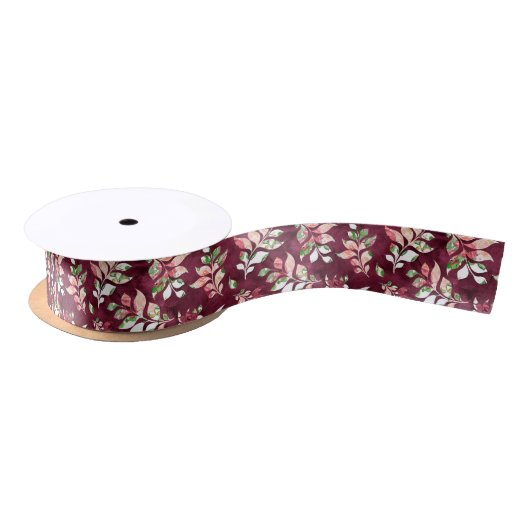 Waterverf marsala floral patroonpartij lint (Spoel)