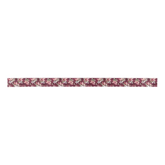 Waterverf marsala floral patroonpartij lint (Voorkant)
