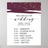 Waterverf Marsala & Gold Sparkle Order of Events Poster (Voorkant)