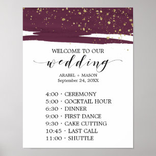 Waterverf Marsala & Gold Sparkle Order of Events Poster