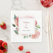 Waterverf Marsala Red Floral Wedding Servet (Insitu)