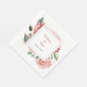 Waterverf Marsala Red Floral Wedding Servet (Hoek)