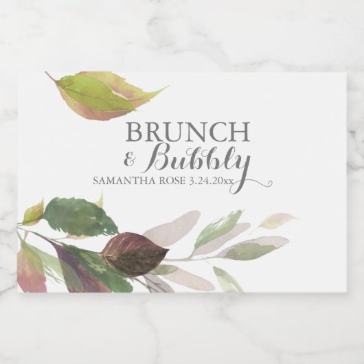 Waterverf Marsala Wedding Sparkling Wijnetiket (Enkel label)