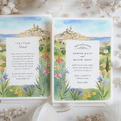 Waterverf Marseille Mediterrane bruiloft Kaart