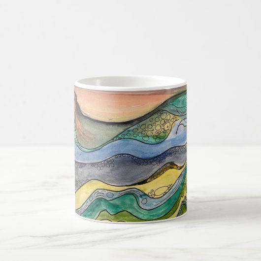 Waterverf-Marsh over de mok van koffie (Center)