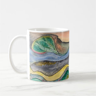 Waterverf-Marsh over de mok van koffie