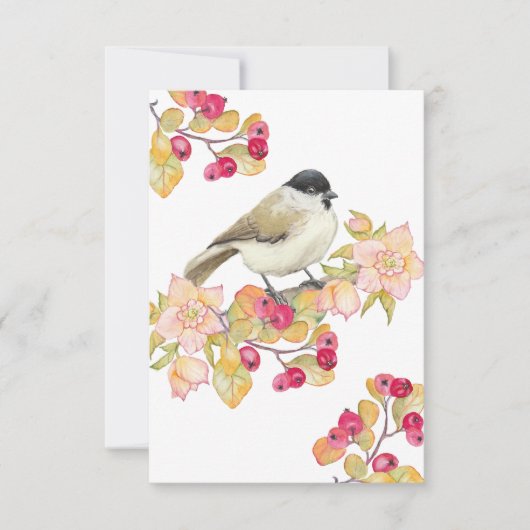 Waterverf Marsh Tit Bedankkaart (Voorkant)
