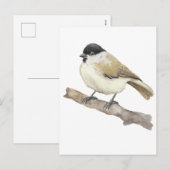 Waterverf Marsh Tit Feestdagenkaart (Voorkant / Achterkant)
