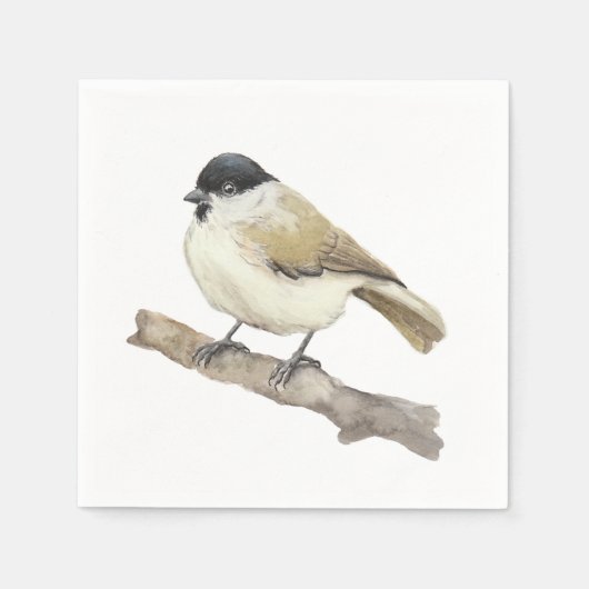 Waterverf Marsh Tit Servet (Voorkant)
