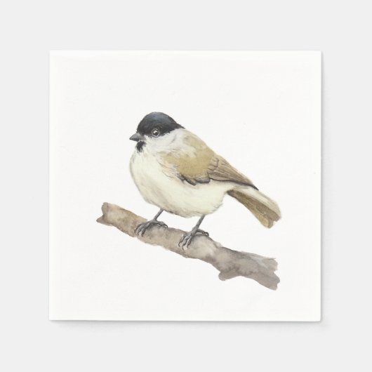 Waterverf Marsh Tit Servet (Voorkant)