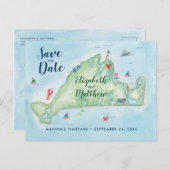 Waterverf Marthas Vineyard Bewaar de datum Briefkaart (Voorkant / Achterkant)