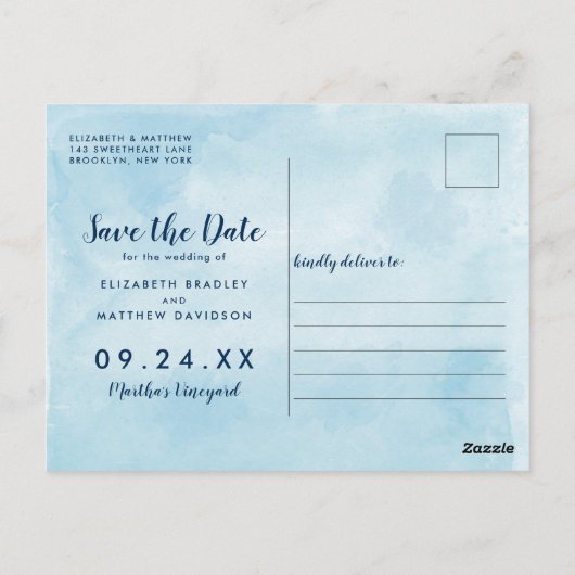 Waterverf Marthas Vineyard Bewaar de datum Briefkaart (Achterkant)