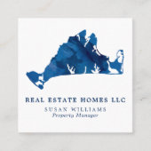 Waterverf Marthas Vineyard Kaart Vastgoed Plein Vierkante Visitekaartje (Voorkant)