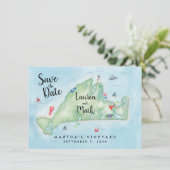 Waterverf Marthas Vineyard Map opslaan op datum Save The Date (Staand voorkant)