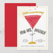 Waterverf Martini Glass Cocktail Party Uitnodiging (Voorkant / Achterkant)