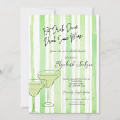Waterverf Martini Green Stripes Vrijgezellenfeest Kaart (Voorkant)