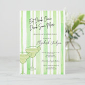 Waterverf Martini Green Stripes Vrijgezellenfeest Kaart (Staand voorkant)