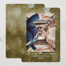 Waterverf Martini Olive Elegante Kerst Kaart